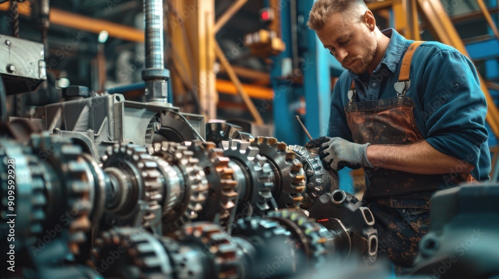 Transmission mechanic testing gears and shift points in a transmission shop Transmission mechanic testing gears and shift points in a transmission shop