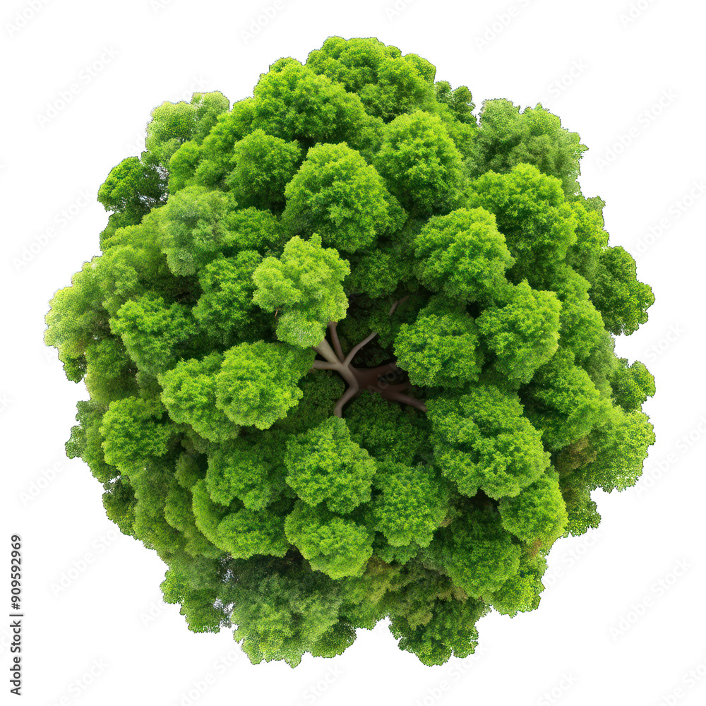 From above jungle lush tree with copy space top view isolated on transparent background From above jungle lush tree with copy space top view isolated on transparent background