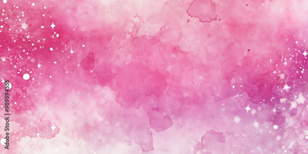 Fototapeta premium Pink Watercolor Abstract Background with Stars