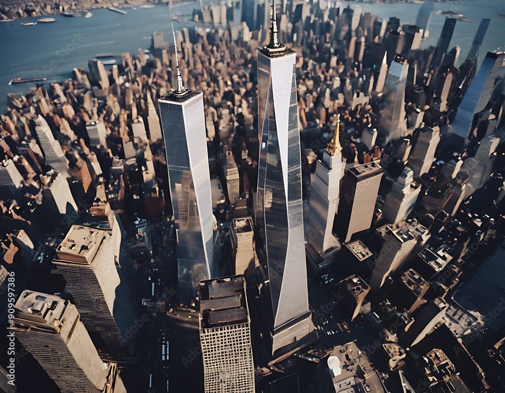 Φωτογραφία Manhattan building New USA Lower city Aerial trade shot centre York world Busine