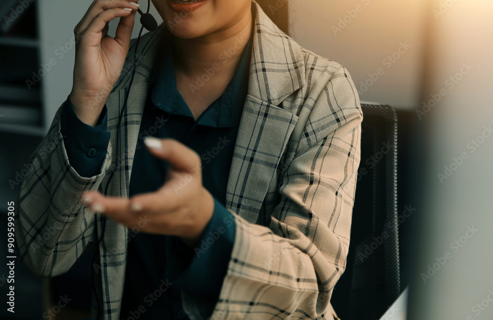 © Sutthicha - Call center, computer and business with woman in office for customer service, technical support and advice. Technology, contact us and communication with employee operator in help desk agency