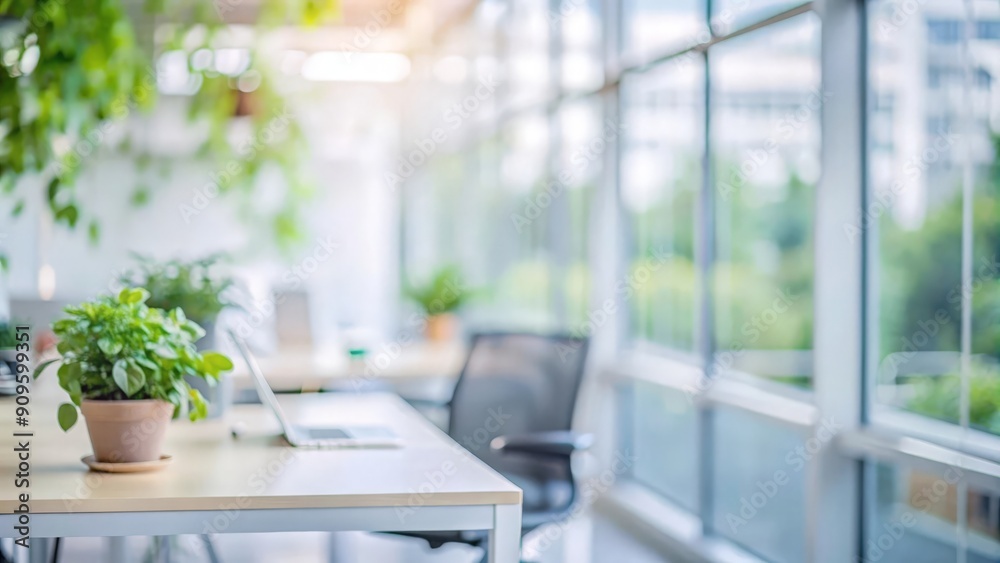Contemporary Workspace with Blurred Greenery and Natural Light
Contemporary Workspace with Blurred Greenery and Natural Light
