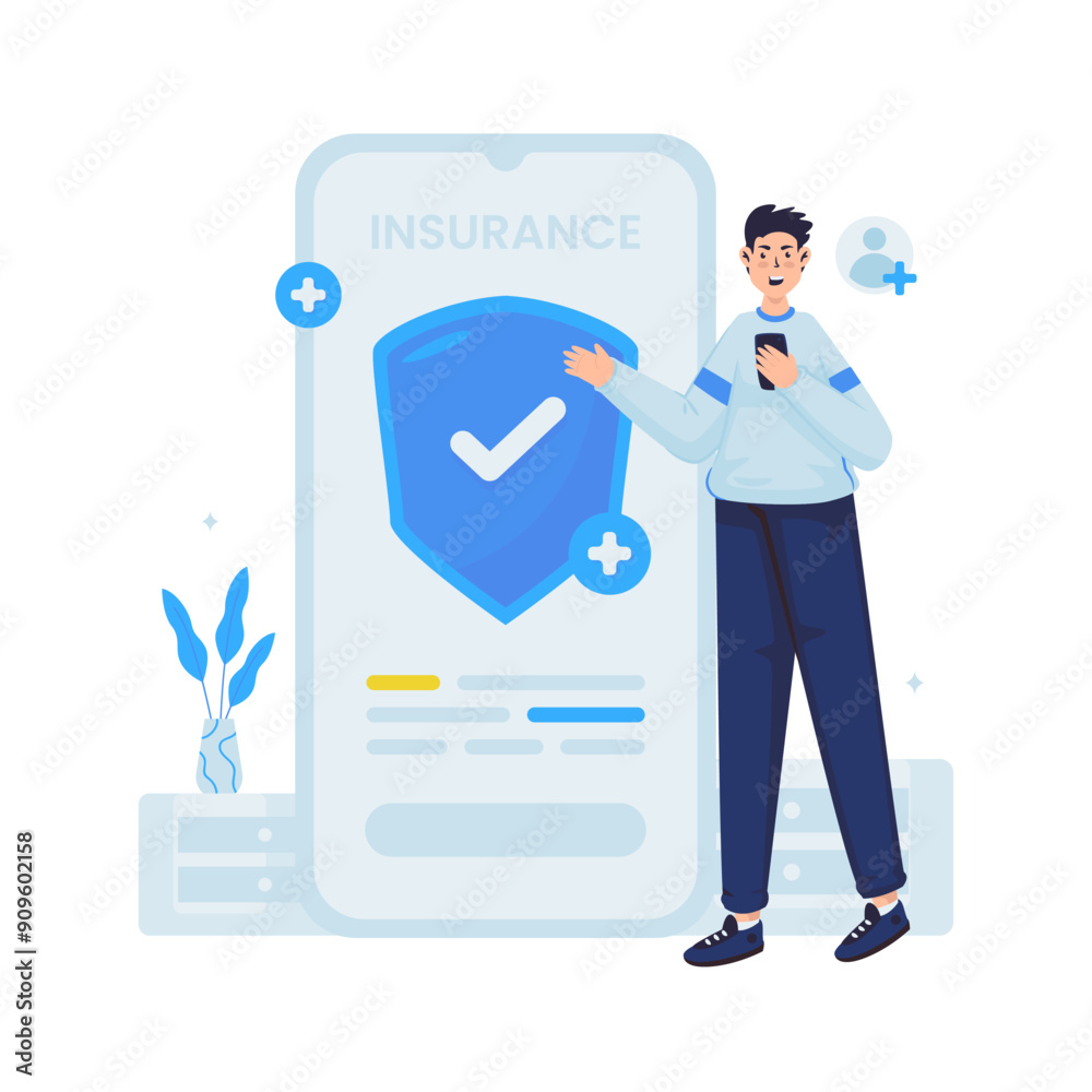 Insurance mobile application vector illustration Insurance mobile application vector illustration