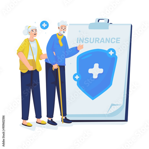 Senior life insurance protection vector illustration