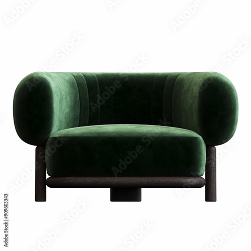 armchair isolated on white background, comfortable furniture for home interior, 3D illustration, cg render