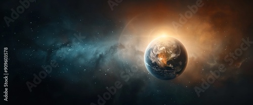 Space explorer abstract background, copy space, natural lighting photo