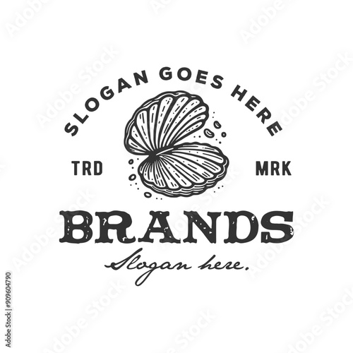 seashell vintage logo hand drawn vector template illustration 