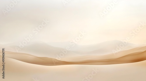 A serene and abstract landscape featuring soft, rolling dunes in muted earth tones and gentle gradients.  photo