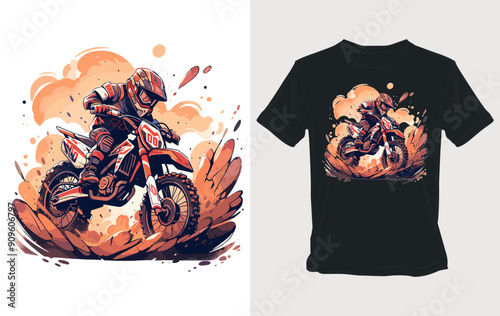 Motocross Rider on a Black T-shirt Design