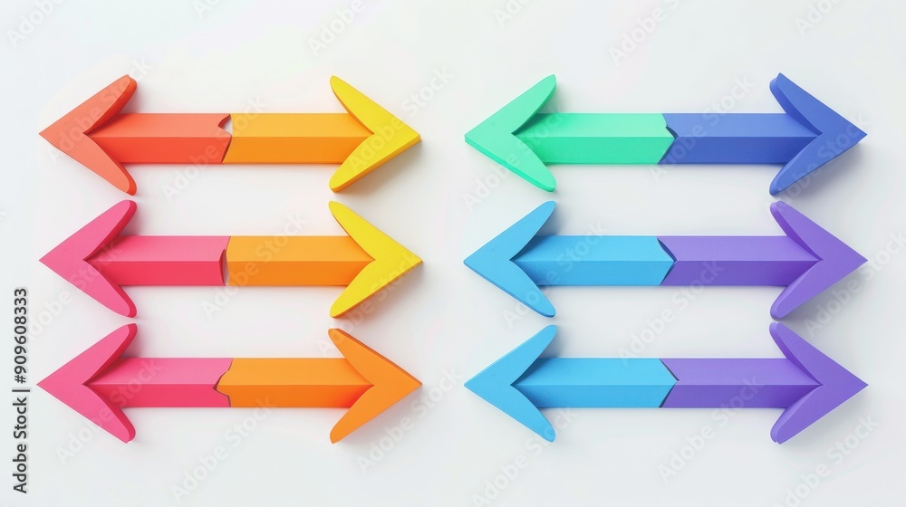 Colorful Arrows Pointing in Opposite Directions Colorful Arrows Pointing in Opposite Directions