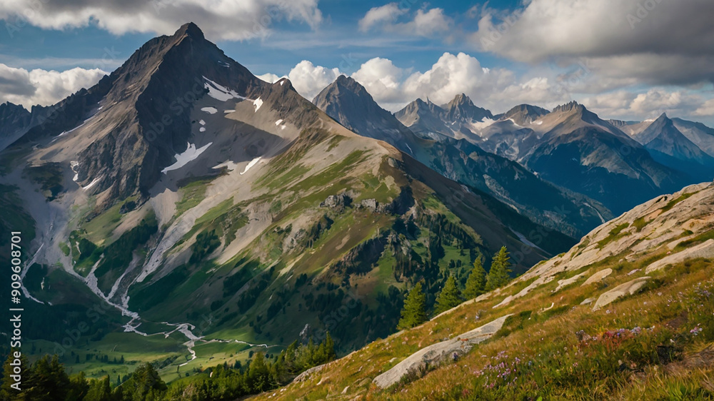 Fototapeta premium landscape with lake and mountains
