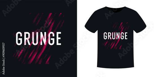 The inscription grunge. The pattern on the clothes. Print on the T-shirt. Modern fashion illustration. A vector graphic image. A template for placing an illustration on clothes.