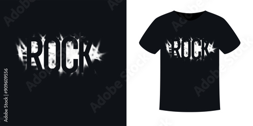 The pattern on the clothes. Print on the T-shirt. Modern fashion illustration. A vector graphic image. A template for placing an illustration on clothes. The inscription is rock.