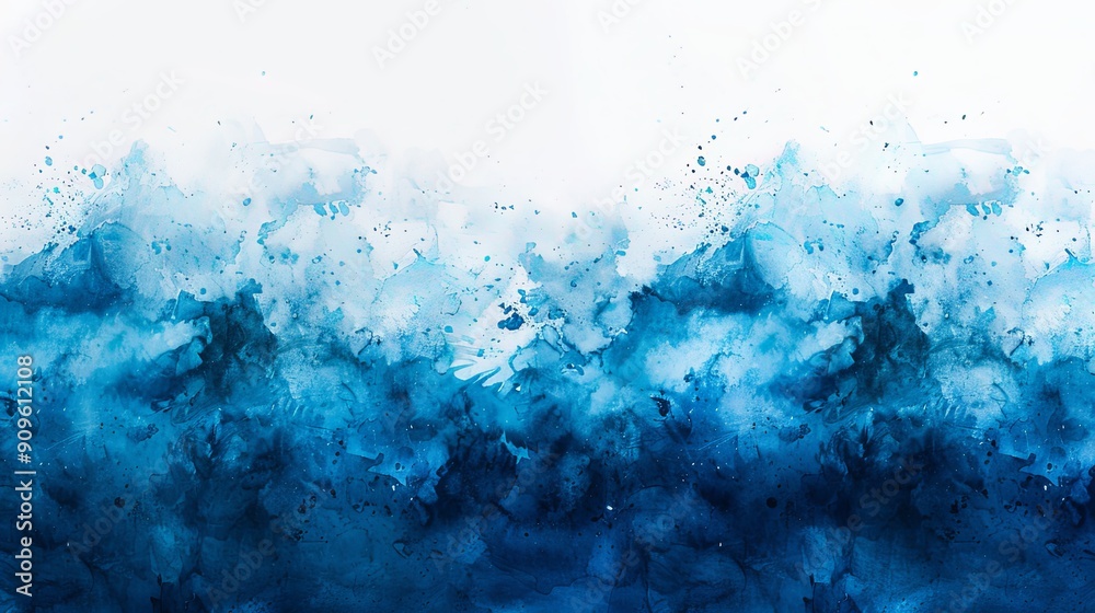 Fototapeta premium Beautiful abstract watercolor background with cobalt gradient, showcasing a vivid and artistic splash of colors blending seamlessly in a dynamic 16:9 aspect ratio. Perfect for creative design