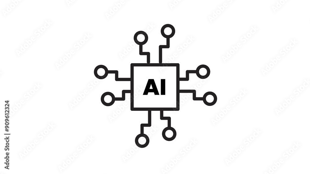 Animated icon of artificial intelligence chip . 4k animation, alpha channel only on 4k Animated icon of artificial intelligence chip . 4k animation, alpha channel only on 4k