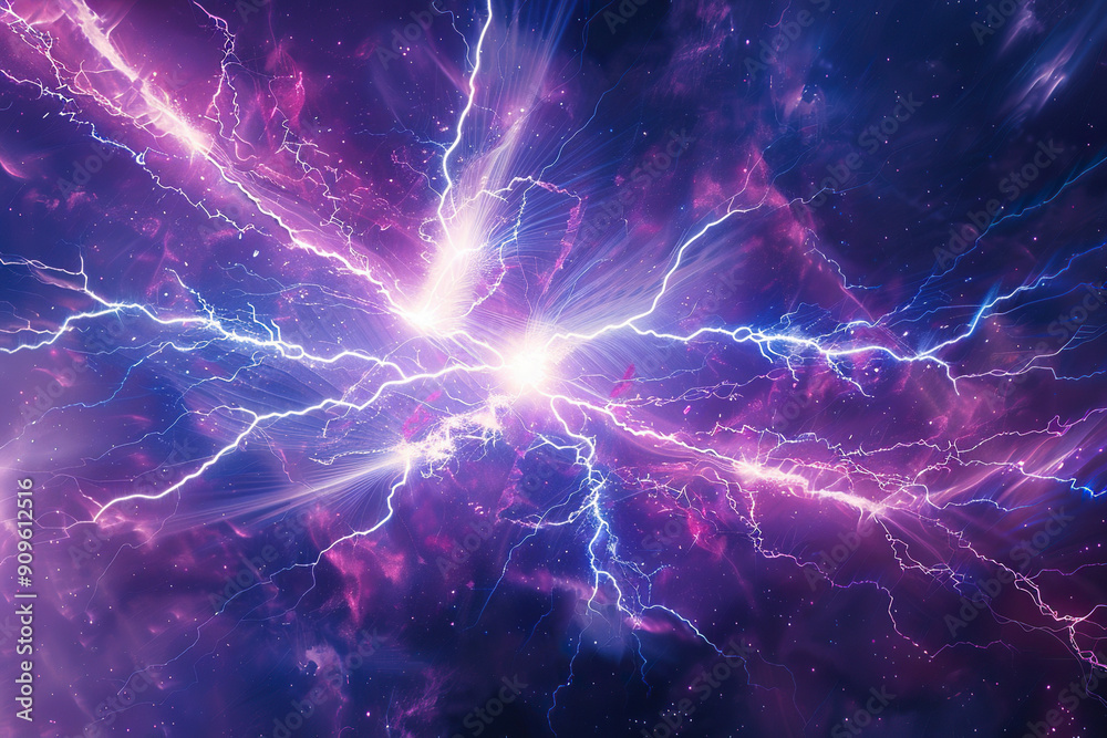 Generative ai on theme of scary bright electric lightning bolt with branches in the night dark sky Generative ai on theme of scary bright electric lightning bolt with branches in the night dark sky