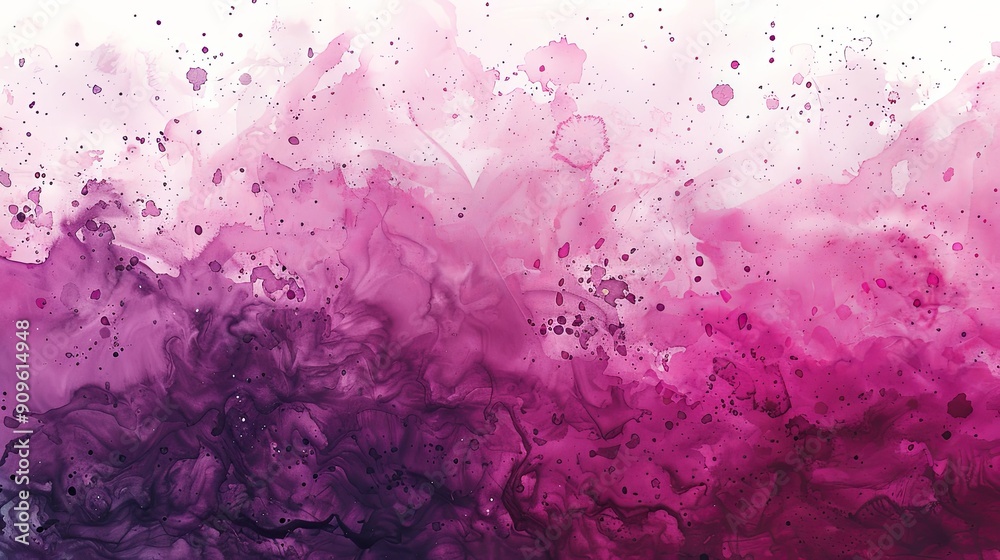 Fototapeta premium Vibrant magenta watercolor splash with gradient hues blending seamlessly, creating a rich and artistic background. 