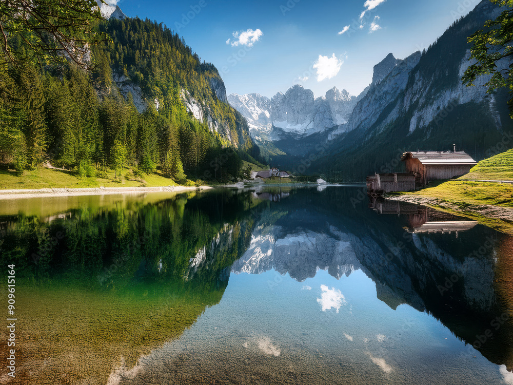 Obraz premium Lake with mountains and reflection
