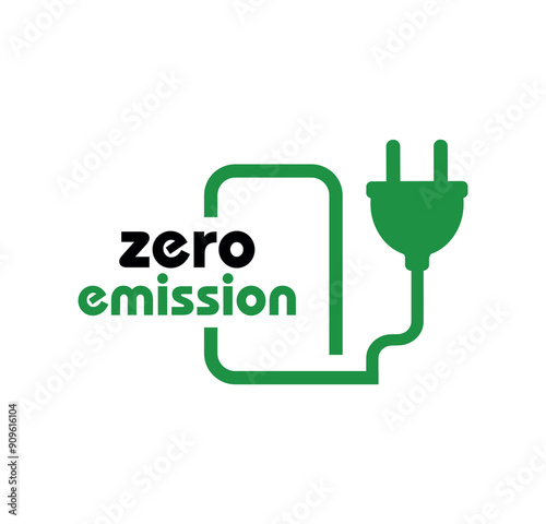 zero emission sign on white background	