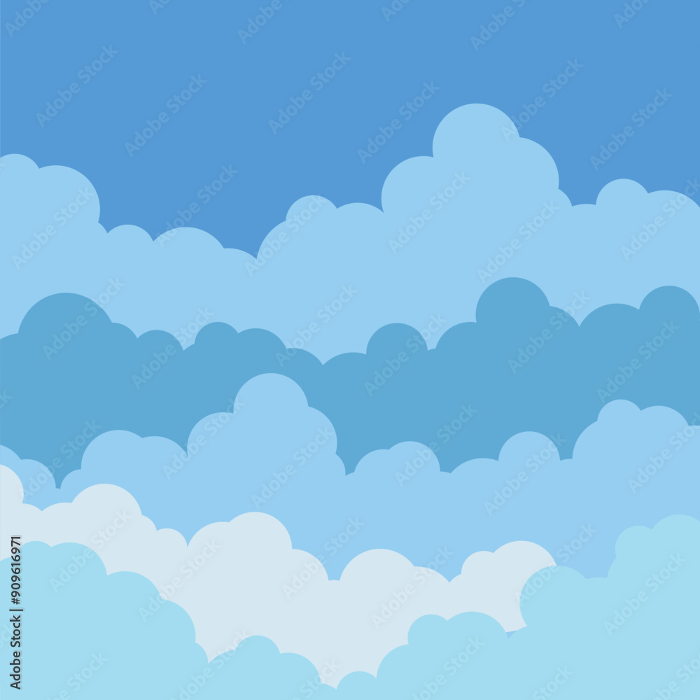 Blue sky and clouds.Relax, fantasy, dream concept background. Vector