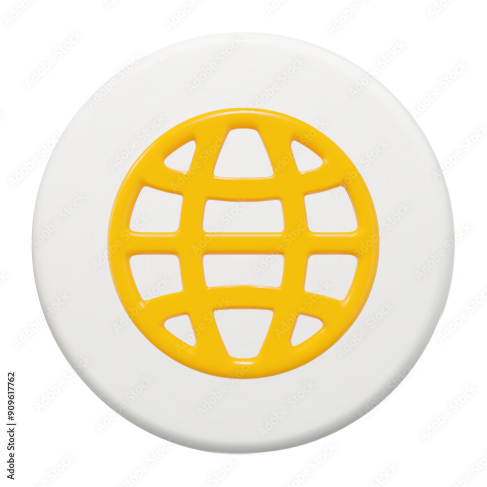 3d yellow world wide web button icon. Globe hyperlink symbol, browser sign. Stock vector illustration on isolated background. 3d yellow world wide web button icon. Globe hyperlink symbol, browser sign. Stock vector illustration on isolated background.