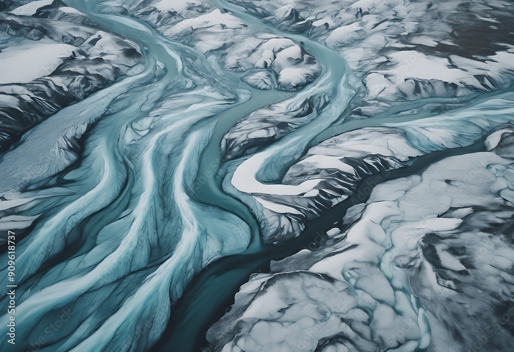 Φωτογραφία Beautiful Mother Iceland river background Icelandic Aerial art photo glacial nat
