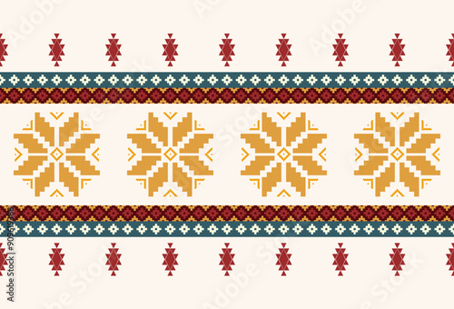 abstract Traditional geometric ethnic fabric pattern ornate elements with ethnic patterns design for textiles, rugs, clothing, sarong, scarf, batik, wrap, embroidery, print, curtain, carpe