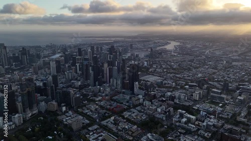 Wallpaper Mural Drone Shot Of Fitz Roy Area And Melbourne CBD At Sunset, Australia Torontodigital.ca