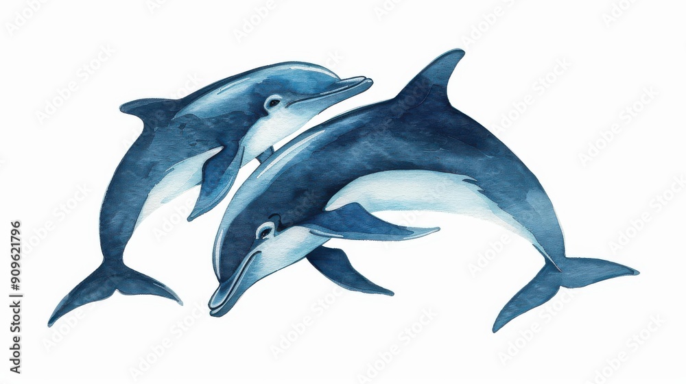 A vibrant watercolor illustration of a dolphin showcases its playful nature against a serene backdrop. Perfect for ocean lovers A vibrant watercolor illustration of a dolphin showcases its playful nature against a serene backdrop. Perfect for ocean lovers