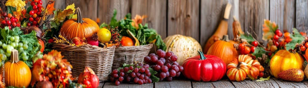Bountiful Autumn Harvest Display with Variety of Produce Bountiful Autumn Harvest Display with Variety of Produce