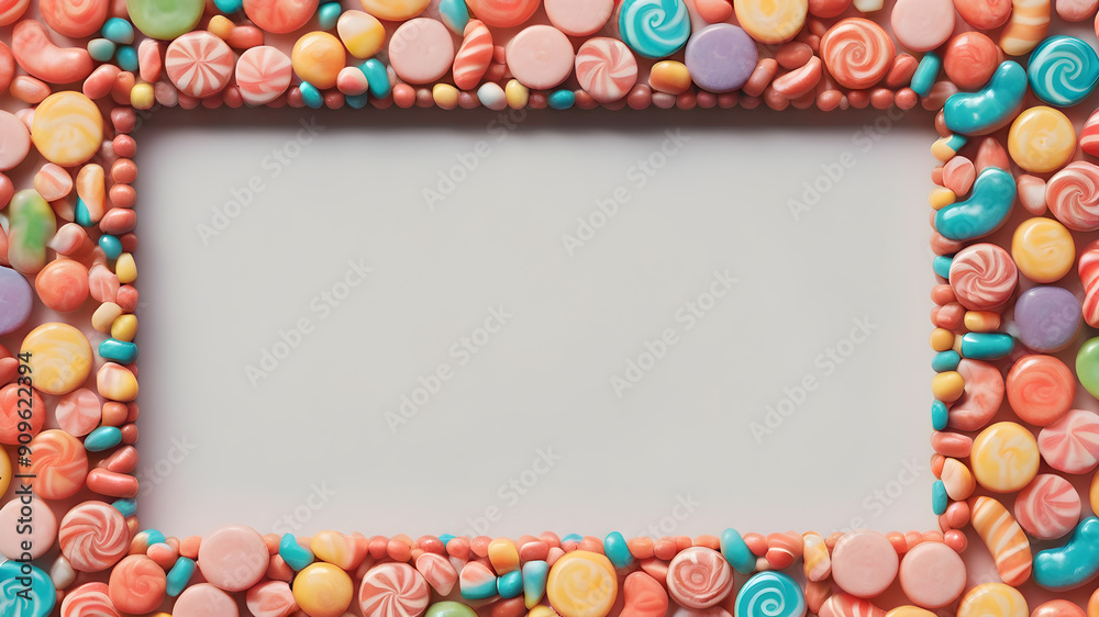 Frame made of sweets candy, space for text. Generative AI Frame made of sweets candy, space for text. Generative AI