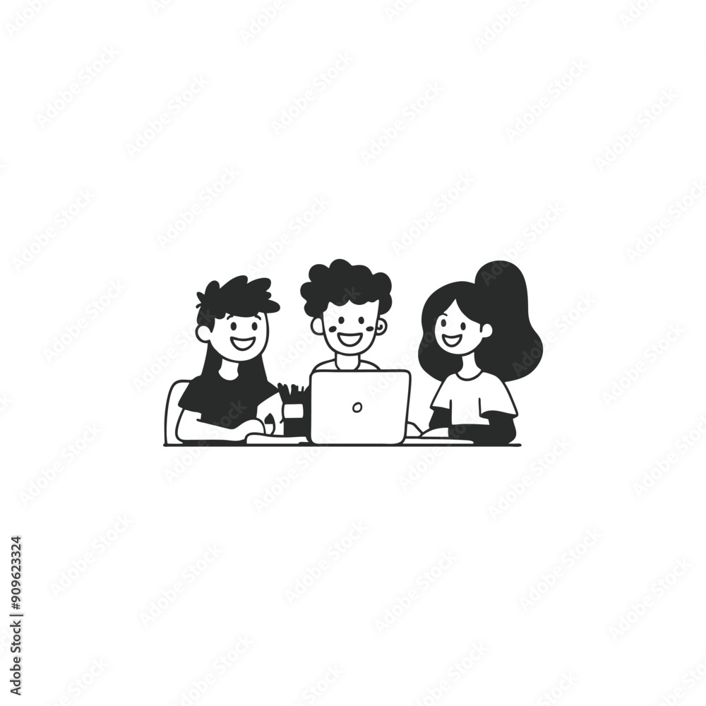 group of Students discussing or Business people working using laptop teamwork concept group of Students discussing or Business people working using laptop teamwork concept