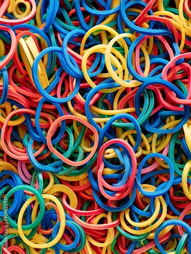 Vibrant elastic loops. Elastic bands evoke nostalgia from youth.