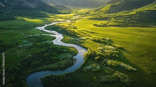 Serene River Valley at Sunset