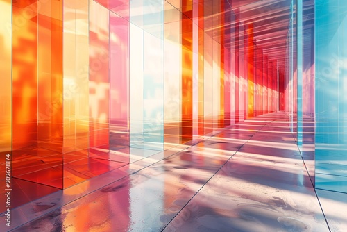 3D illustration of translucent gradient glass backdrop.