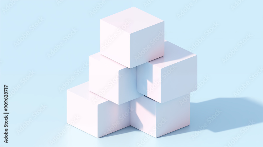 3D Render Illustration of Marble Cubes Stacked with Soft Shadows on a Pastel Blue Background, Concept of Modern Luxury and Simplicity. Generative AI 3D Render Illustration of Marble Cubes Stacked with Soft Shadows on a Pastel Blue Background, Concept of Modern Luxury and Simplicity. Generative AI