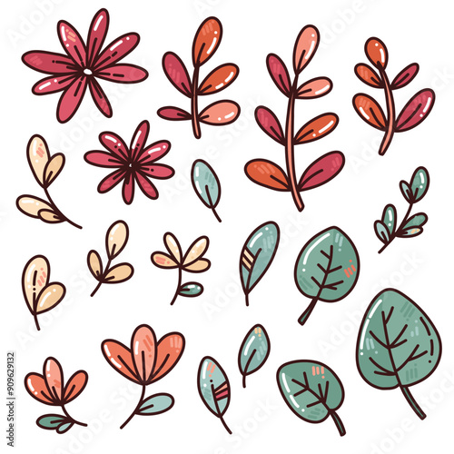 cute vector set with flowers photo