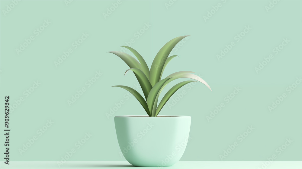 Plant in flowerpot. 3D Render Illustration of a Minimalist Plant Pot with a Clean Design on a Pastel Sage Green Background, Concept of Modern Home Decor and Simplicity. Generative AI Plant in flowerpot. 3D Render Illustration of a Minimalist Plant Pot with a Clean Design on a Pastel Sage Green Background, Concept of Modern Home Decor and Simplicity. Generative AI