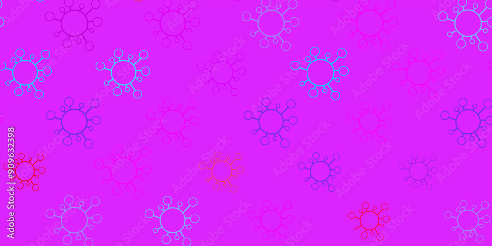 Light blue, red vector background with covid-19 symbols. Light blue, red vector background with covid-19 symbols.