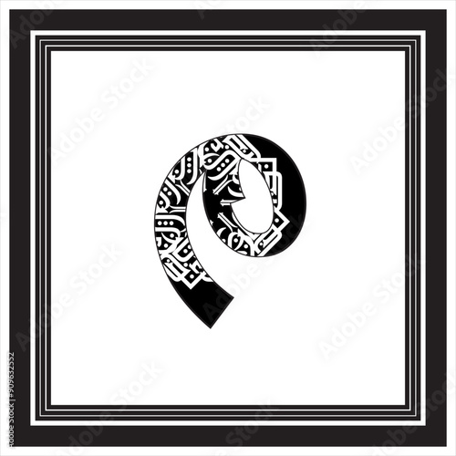 Arabic Typography font style alphabet letters free style on kufi alphabet design on white background