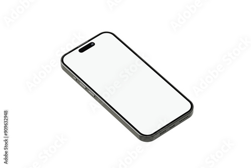 Smartphone Flat Lay Mockup on White Background – Modern iPhone with Blank Screen