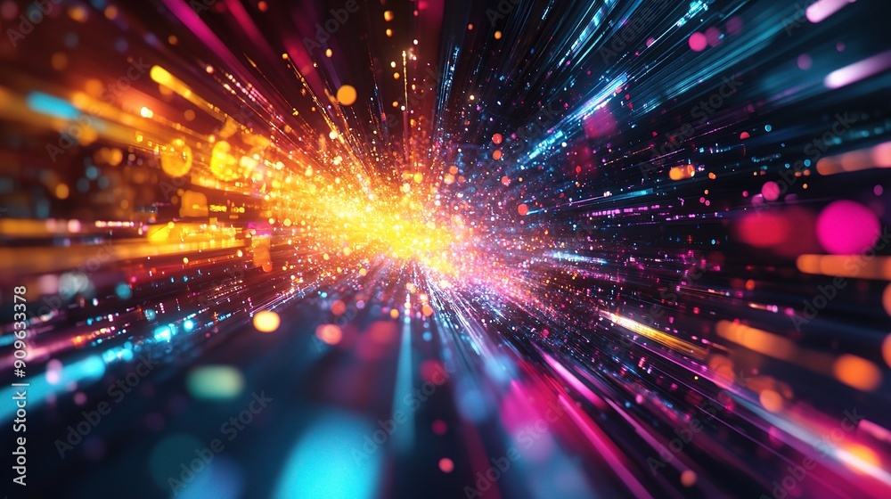 Cosmic Burst: A mesmerizing abstract backdrop of vibrant light streaks and shimmering particles, evoking a sense of boundless energy and limitless potential. Cosmic Burst: A mesmerizing abstract backdrop of vibrant light streaks and shimmering particles, evoking a sense of boundless energy and limitless potential.