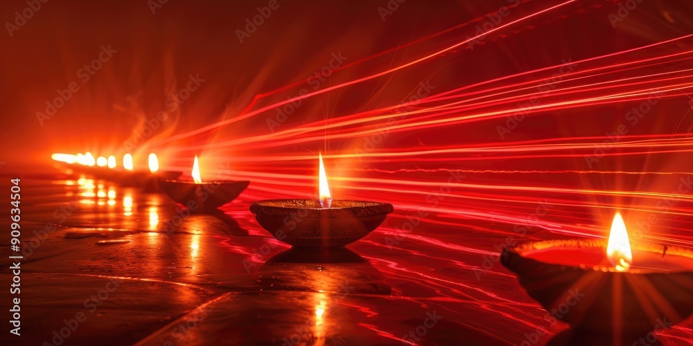 Φωτογραφία Diwali lamps illuminated to celebrate the traditional Diwali festival in India w
