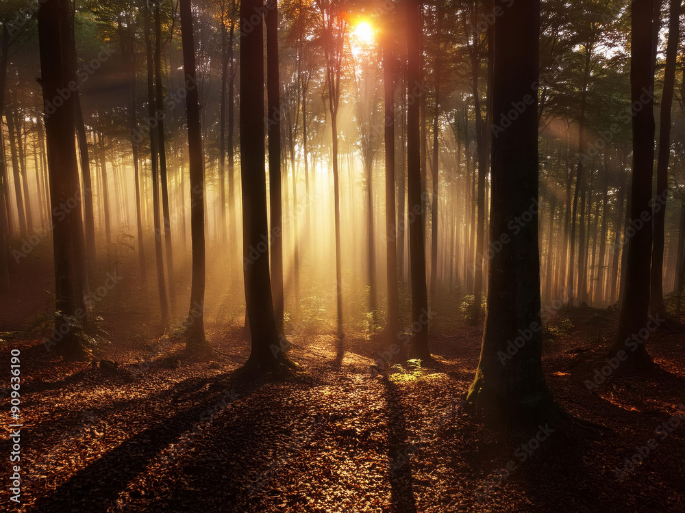 Fototapeta premium sun rays in the forest
