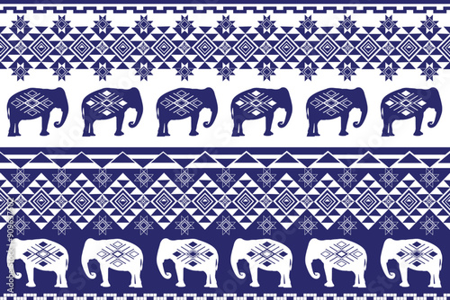 Aztec geometric traditional ethnic elephant pattern abstract design for fabric print cloth garment carpet curtains.