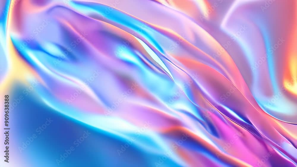 An iridescent fluid abstract image with vibrant colors in a smooth, flowing style on a soft gradient background. Concept of modern art An iridescent fluid abstract image with vibrant colors in a smooth, flowing style on a soft gradient background. Concept of modern art