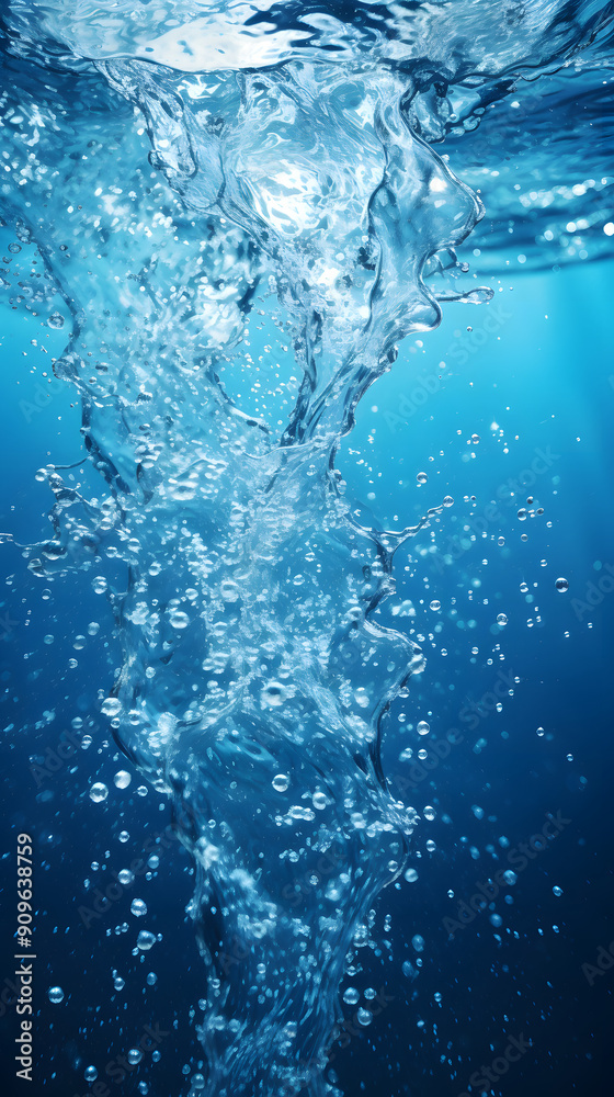 Digital blue splashing water abstract graphics poster background Digital blue splashing water abstract graphics poster background