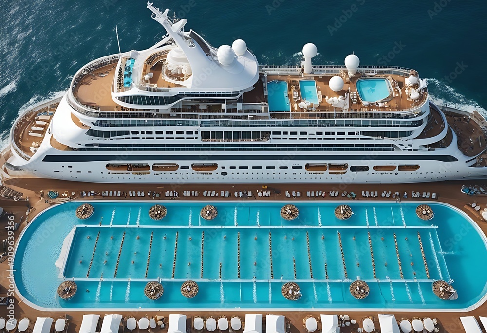 Φωτογραφία top aerial photo liner view cruise cruising huge outdoor pools facilities blue a