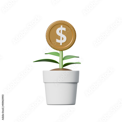 Money tree, business concept, 3d rendered, not AI generated