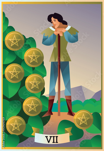 seven of pentacles tarot card